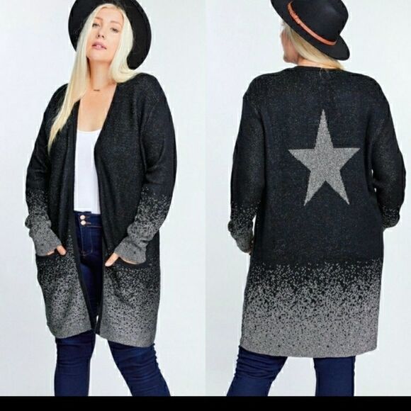 STAR GLITZY GLAMOROUS Lurex plus sz 1X 14-16 cardigan - Picture 1 of 15